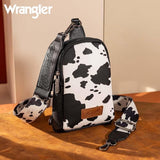 Black cow print wrangler crossbody