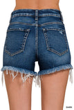 Fringe blue jean shorts