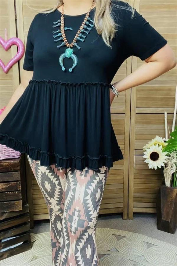 Black ruffle blouse