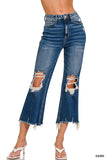 Distressed cropped denim