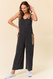 Charcoal/leopard ribbed jumpsuit