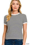 Striped mid length tee