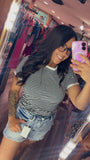 Striped mid length tee