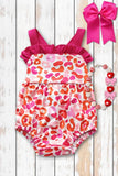 Pink/orange leopard baby romper