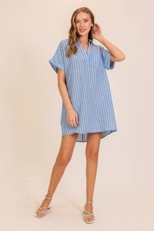 Blue striped dress