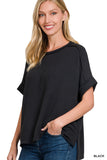 Black ribbed top