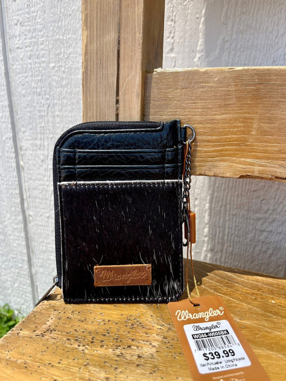 Black cowhide wrangler cardholder keychain