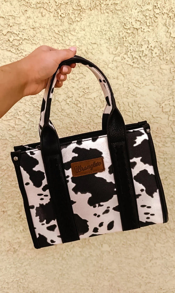 Black cow print wrangler purse