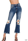 Dark denim distressed jeans