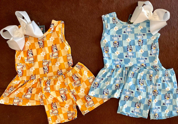Bluey checked floral set