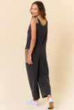 Charcoal/leopard ribbed jumpsuit