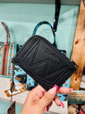 Black cow print cardholder keychain