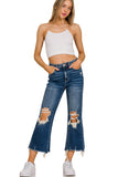 Distressed cropped denim