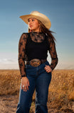 Black lace mesh top
