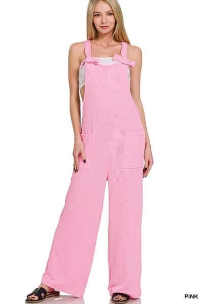 Pink ribbed jumpsuit