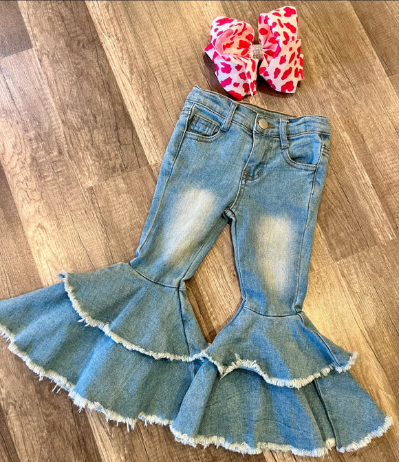 Light blue jean bell bottoms