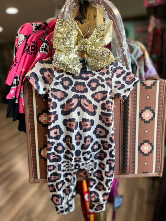 Leopard baby romper