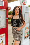 Leopard denim skirt