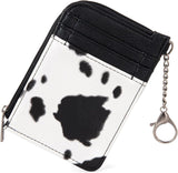 Black cow print cardholder keychain