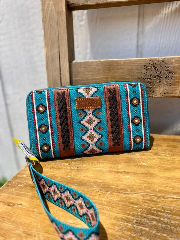 Turquoise Aztec wrangler wallet