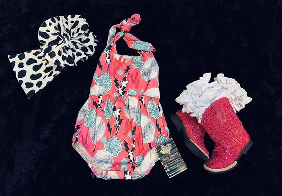 Pink western romper