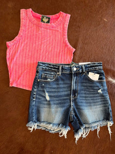Hot pink washed tank top