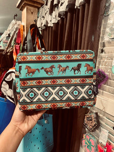 Aztec horses makeup bag/travel bag