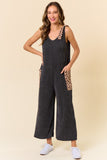Charcoal/leopard ribbed jumpsuit