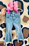 Light wash denim bell flares