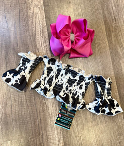 Cow print off shoulder top