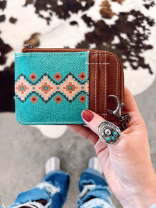 Turquoise wrangler card holder keychain