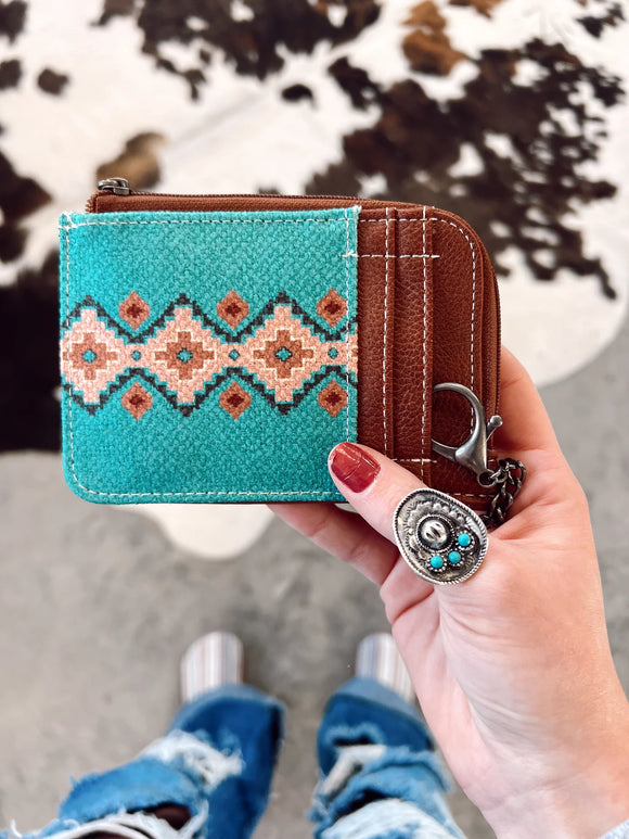 Turquoise wrangler card holder keychain