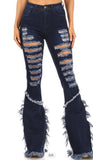 Dark blue Jean distressed bells